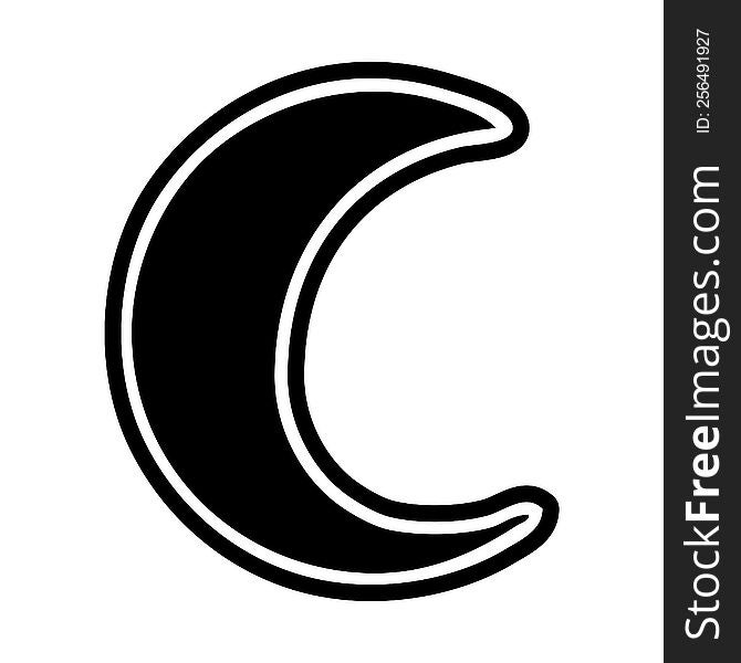 Cartoon Icon Drawing Of A Crescent Moon