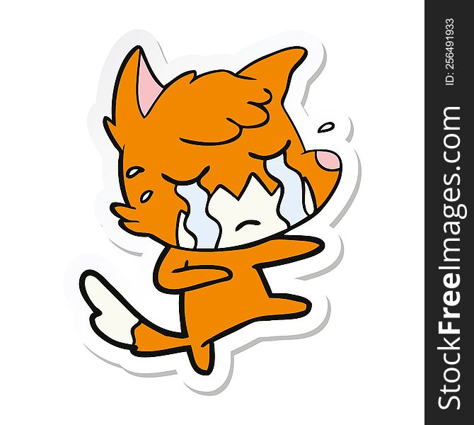 Sticker Of A Crying Fox Cartoon Dancing