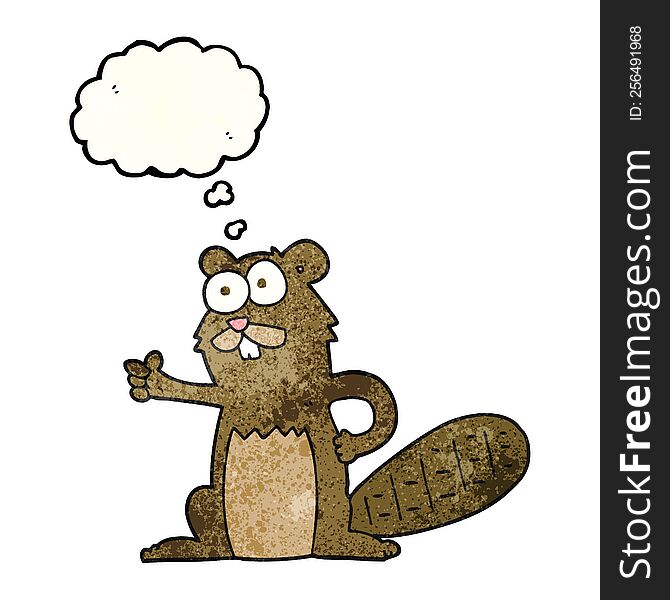 Thought Bubble Textured Cartoon Beaver