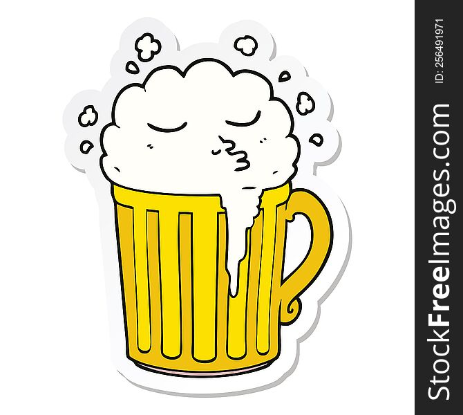 sticker of a cartoon mug of beer