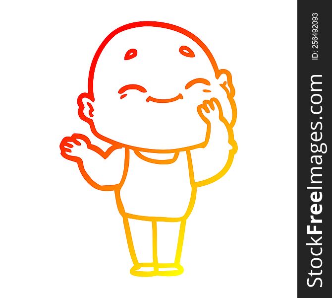 Warm Gradient Line Drawing Cartoon Happy Bald Man