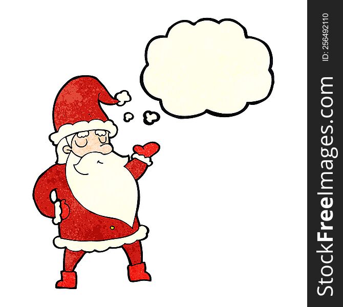 Cartoon Santa Claus With Thought Bubble