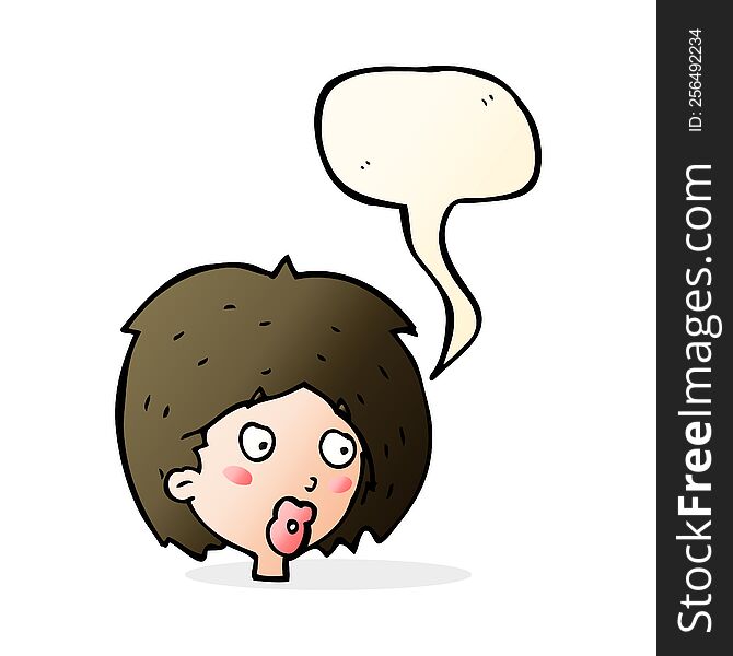 cartoon woman looking with speech bubble