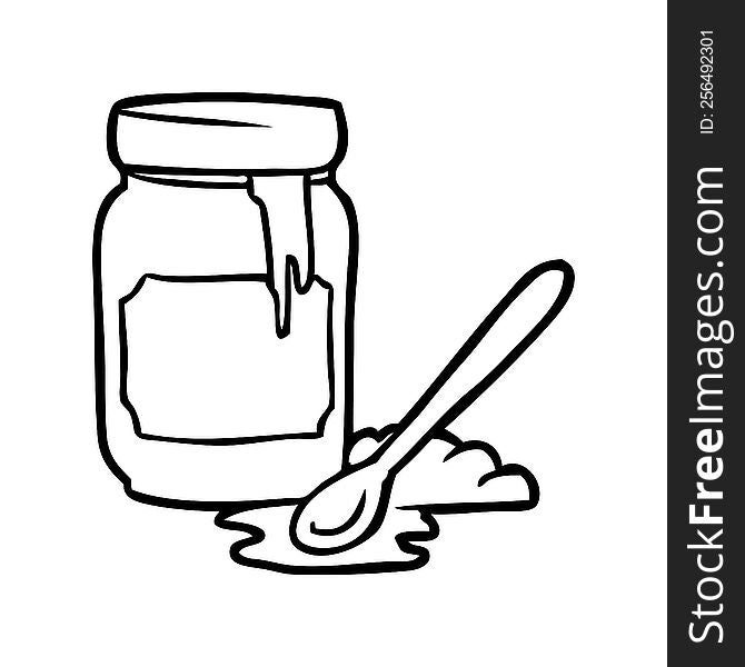 line drawing of a jar of honey. line drawing of a jar of honey