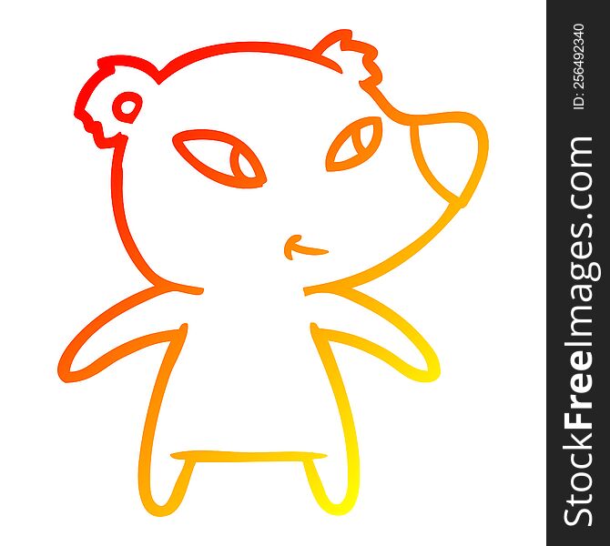 warm gradient line drawing of a cute cartoon bear