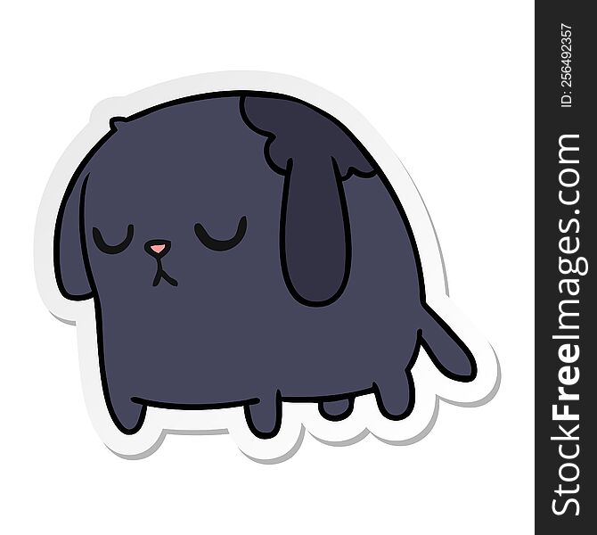 freehand drawn sticker cartoon of cute sad kawaii dog