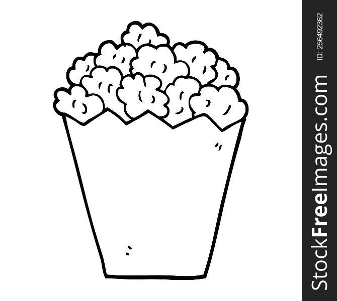 line drawing cartoon popcorn