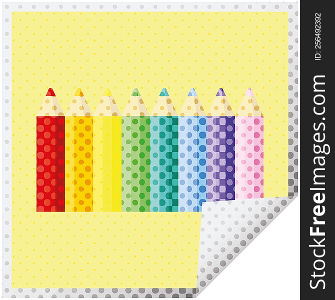 color pencils graphic square sticker