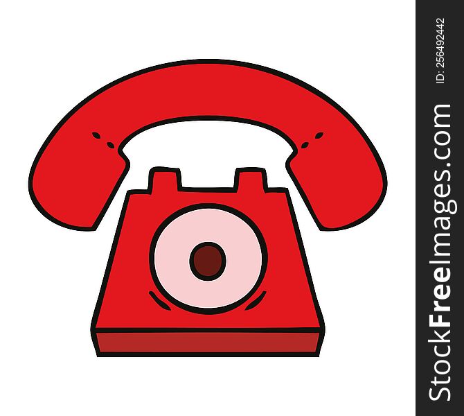 cute cartoon of a red telephone. cute cartoon of a red telephone