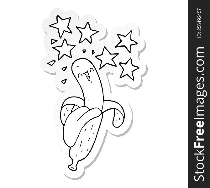 sticker of a cartoon magic banana
