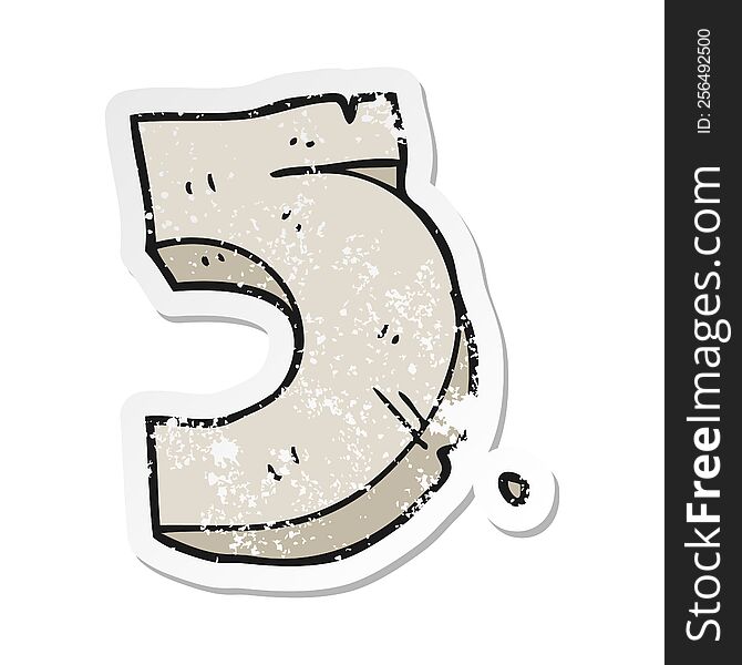 Retro Distressed Sticker Of A Cartoon Stone Number Five