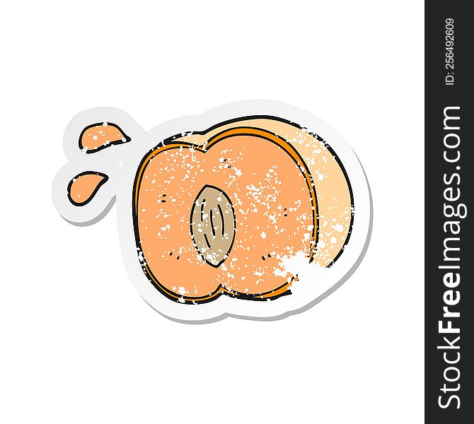 retro distressed sticker of a cartoon juicy peach