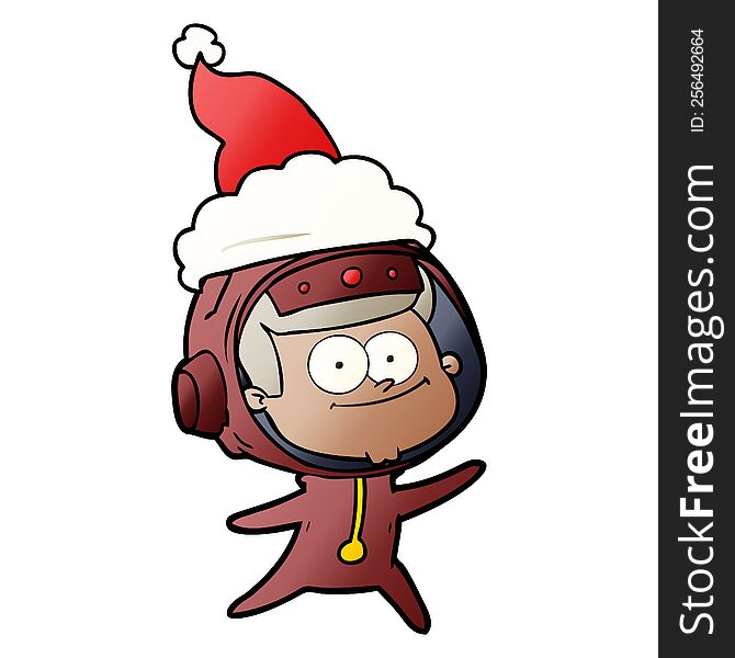 Happy Astronaut Gradient Cartoon Of A Wearing Santa Hat
