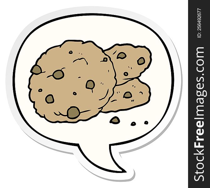 cartoon cookies with speech bubble sticker. cartoon cookies with speech bubble sticker