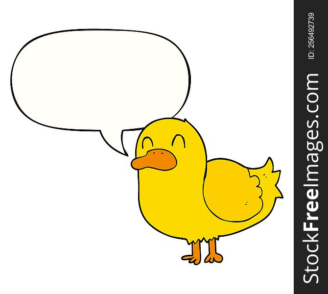 Cartoon Duck And Speech Bubble