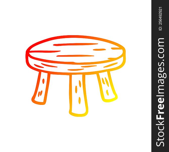 warm gradient line drawing of a small wooden stool