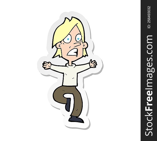 Sticker Of A Cartoon Panicking Man