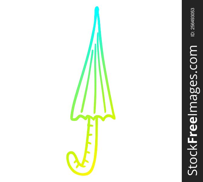cold gradient line drawing of a cartoon umbrella