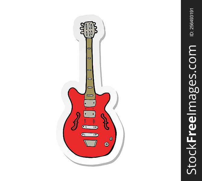 sticker of a cartoon electric guitar