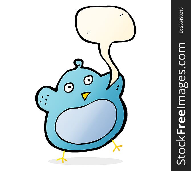 Cartoon Fat Bird With Speech Bubble