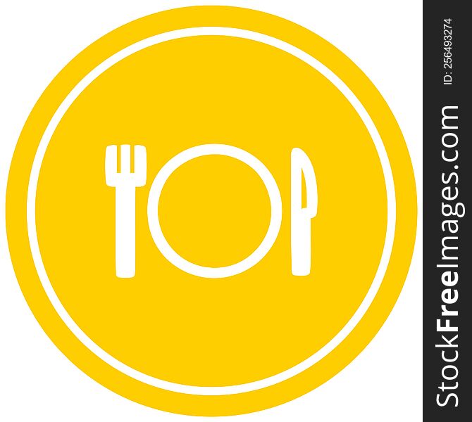 knife fork and plate circular icon symbol