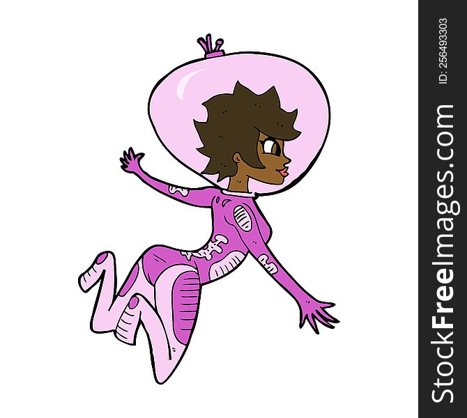 cartoon space woman