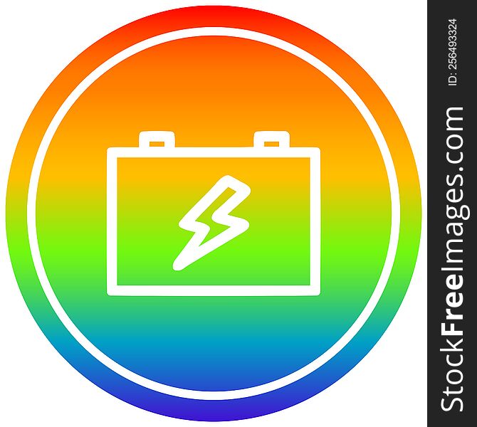 industrial battery circular icon with rainbow gradient finish. industrial battery circular icon with rainbow gradient finish