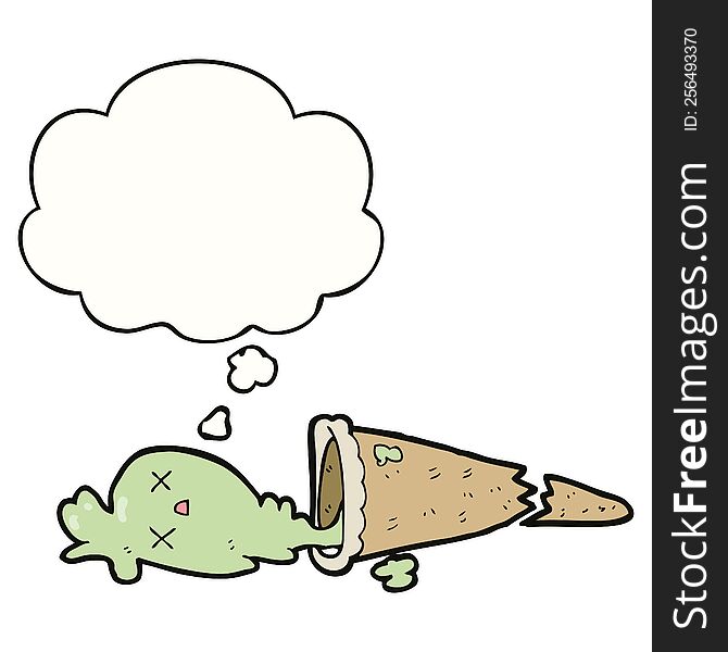 dropped cartoon ice cream with thought bubble