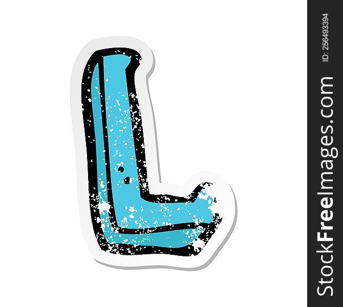 Retro Distressed Sticker Of A Cartoon Letter L