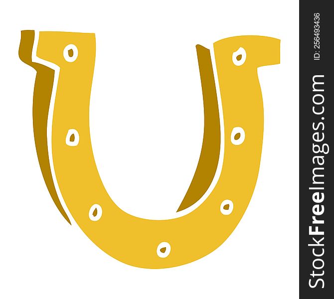 Cartoon Doodle Gold Horse Shoe