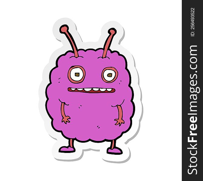 sticker of a cartoon funny alien monster