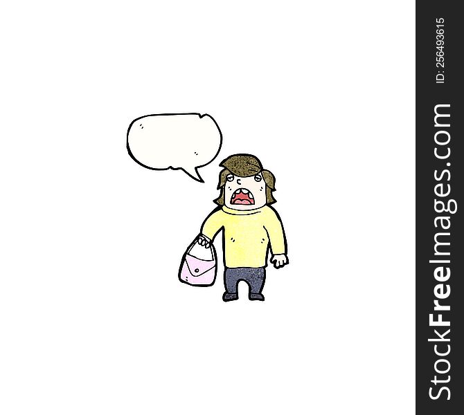 Cartoon Man Holding Handbag