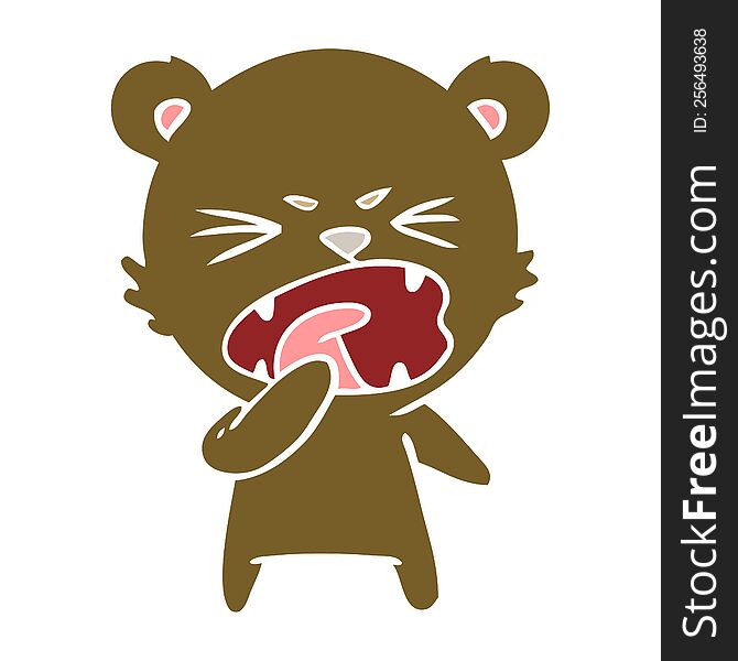 Angry Flat Color Style Cartoon Bear Shouting