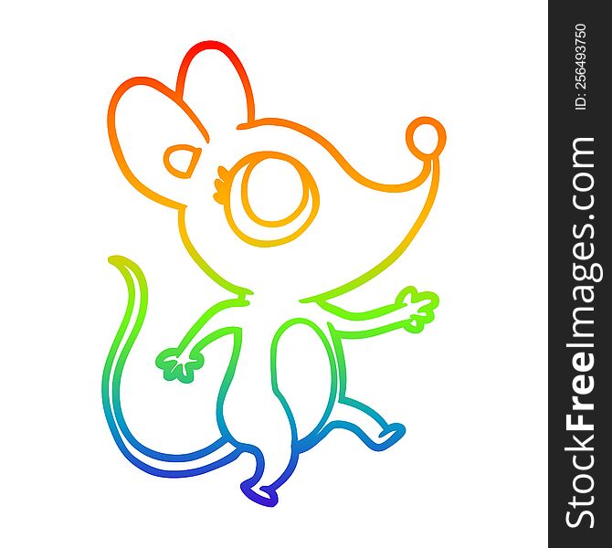 rainbow gradient line drawing of a cute mouse