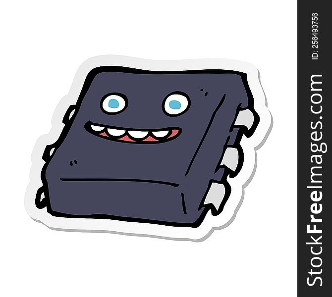 Sticker Of A Cartoon Computer Chip