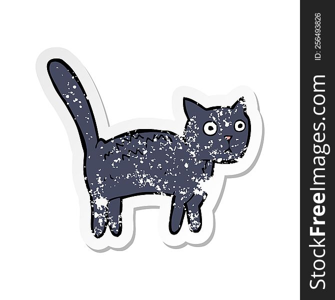retro distressed sticker of a cartoon frightened cat