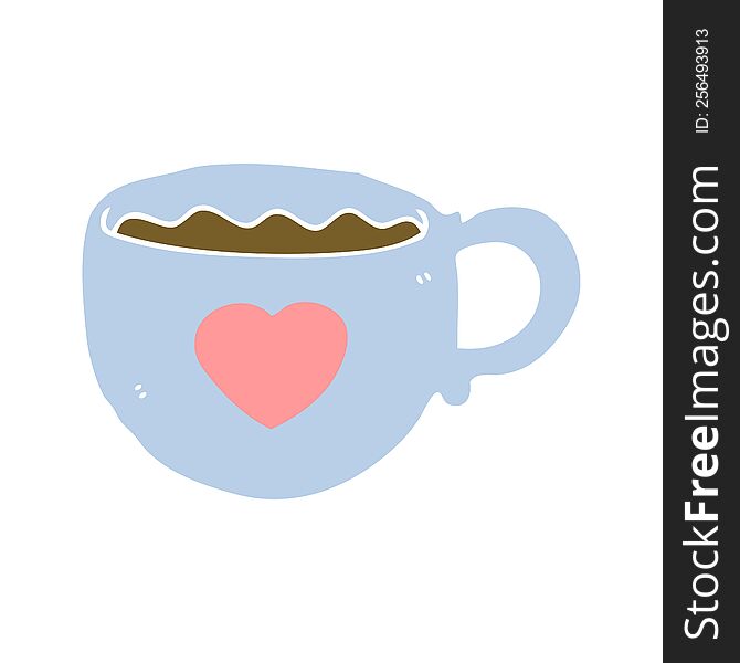 I Love Coffee Flat Color Style Cartoon Cup