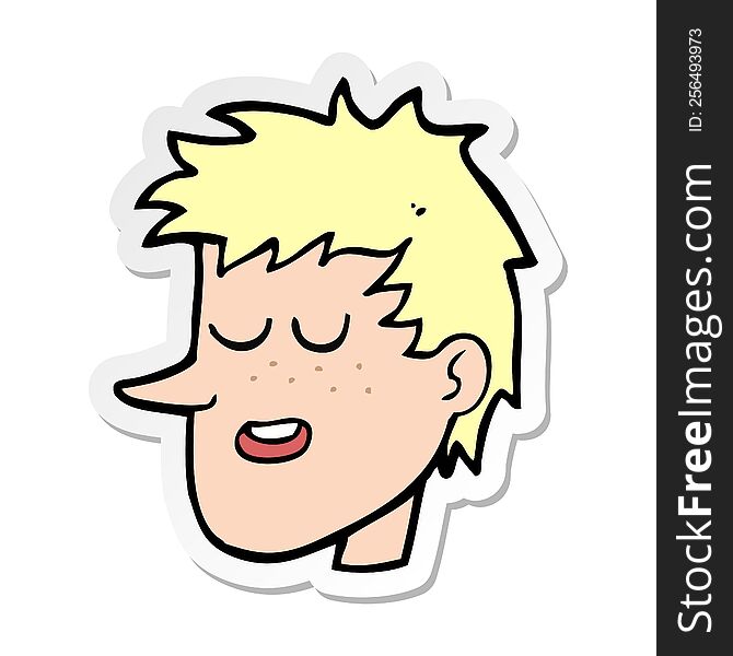 sticker of a cartoon happy boy face