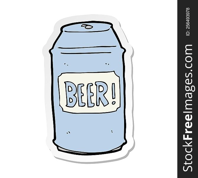 sticker of a cartoon beer can