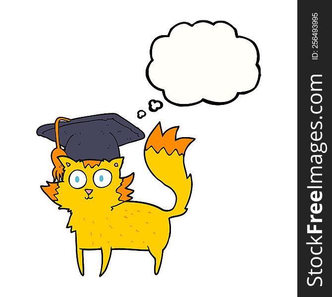 thought bubble cartoon cat graduate