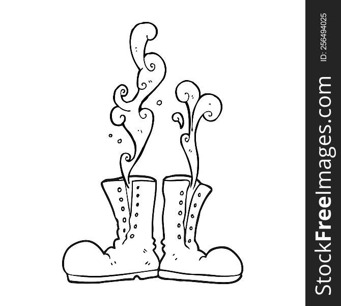 Black And White Cartoon Steaming Army Boots