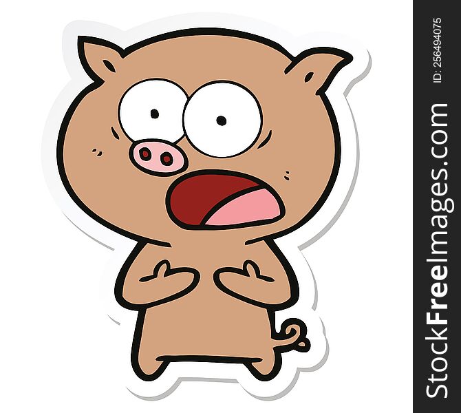 sticker of a cartoon pig shouting