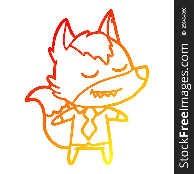 Warm Gradient Line Drawing Friendly Cartoon Boss Wolf