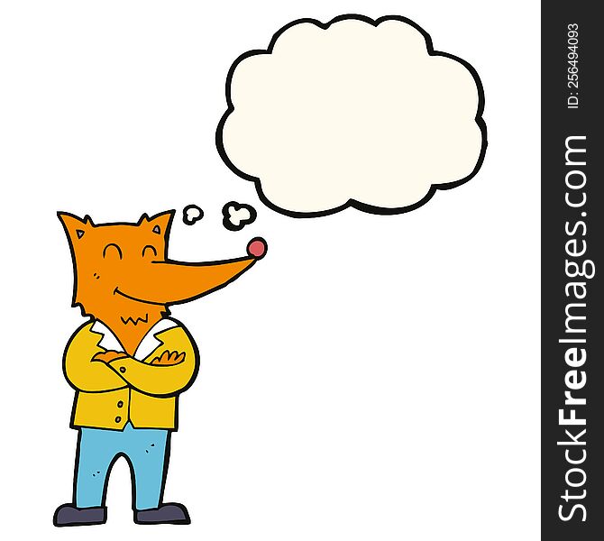Cartoon Fox In Shirt With Thought Bubble