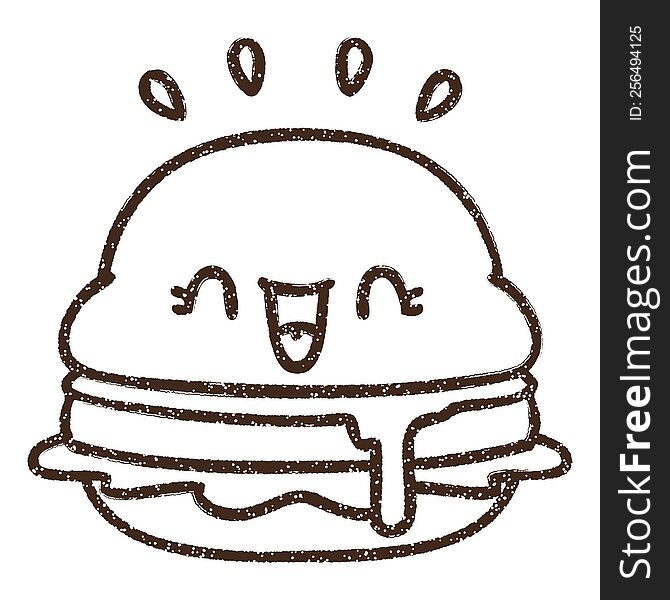 Happy Burger Charcoal Drawing