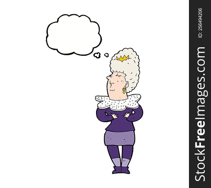 cartoon aristocratic woman with thought bubble