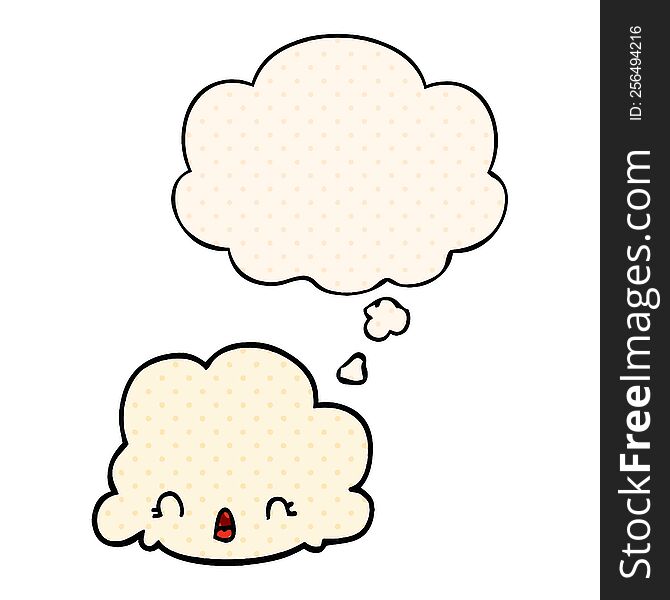 cartoon cloud with thought bubble in comic book style