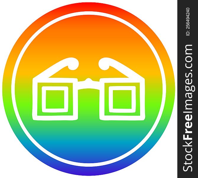 square glasses circular icon with rainbow gradient finish. square glasses circular icon with rainbow gradient finish