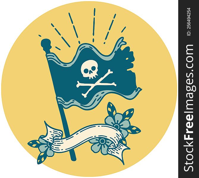 icon of a tattoo style waving pirate flag