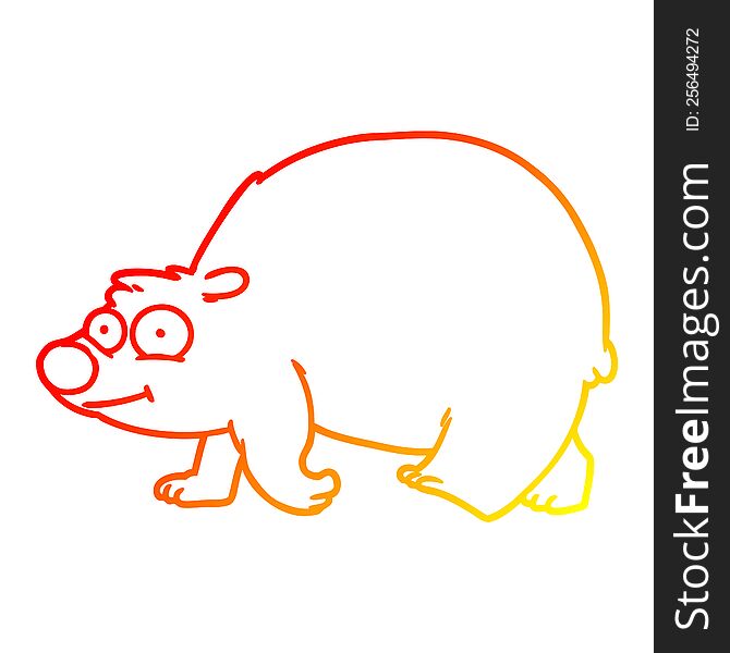 warm gradient line drawing of a cartoon walking bear